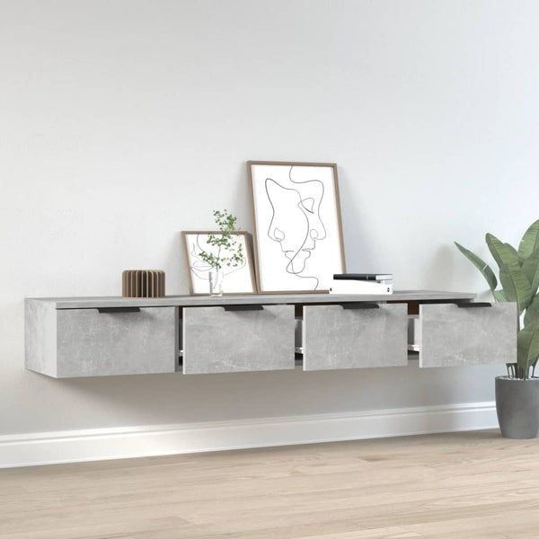 Seinäkaapit 2 kpl betoninharmaa 68x30x20 cm tekninen puu