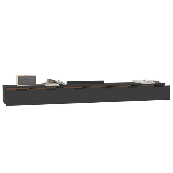 Seinäkaapit 2 kpl musta 102x30x20 cm tekninen puu