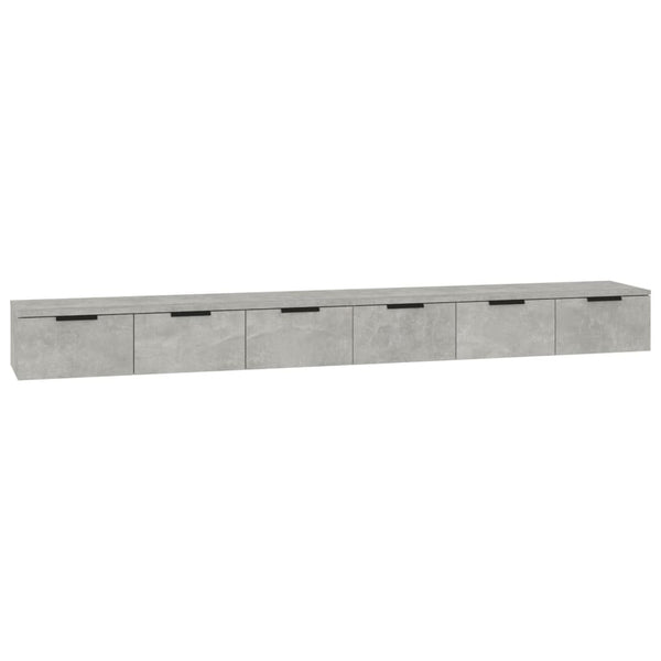 Seinäkaapit 2 kpl betoninharmaa 102x30x20 cm tekninen puu