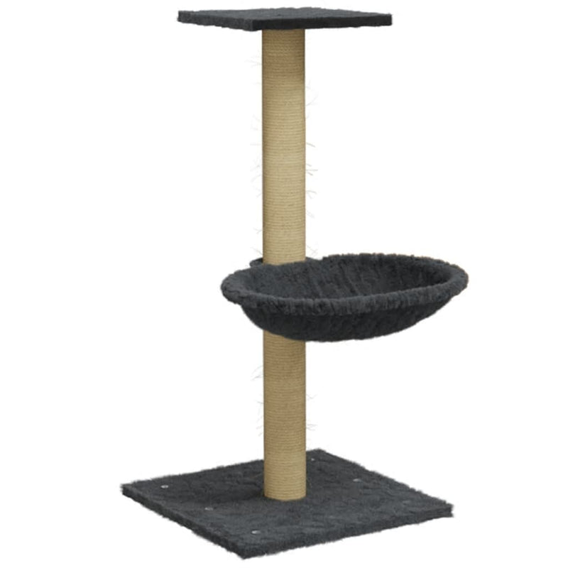 Tummanharmaa kissan kiipeilypuu sisal- raapimispylväällä Total 74cm