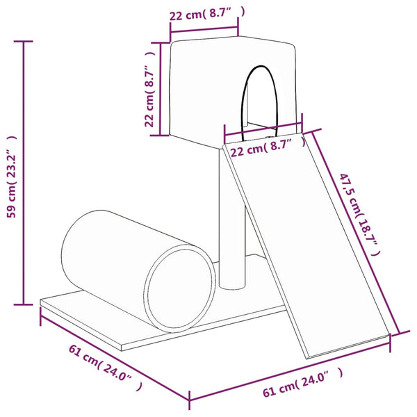 Kissan kiipeilypuu sisal- raapimispylväällä kerma 59 cm
