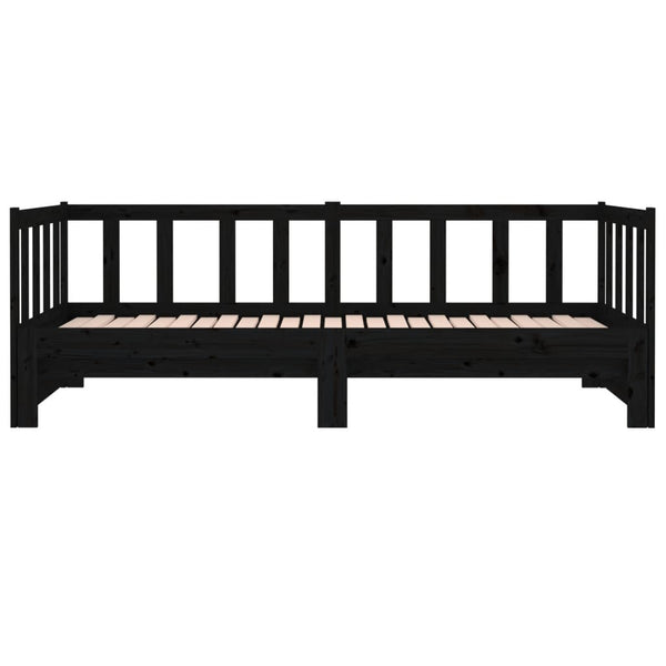 Sohvasänky ulosvedettävä musta 2x (90x190) cm täysi mänty