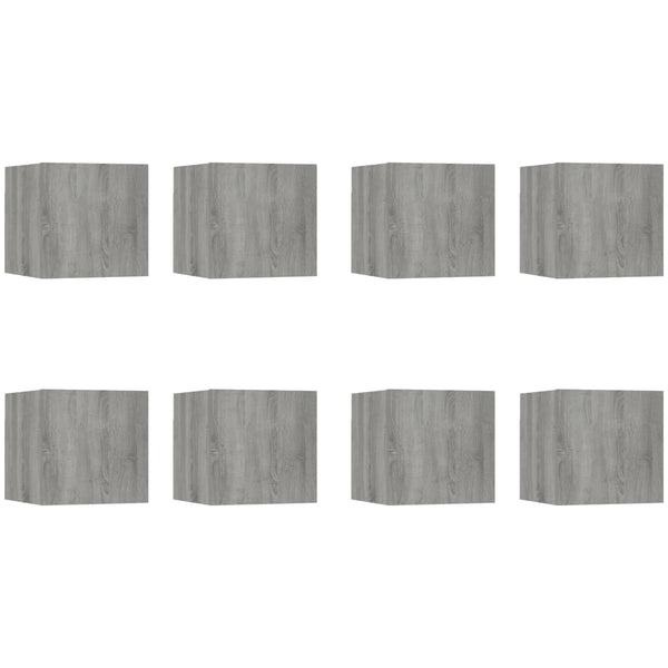 Seinäkiinnitettävät TV-kaapit 8 kpl harmaa Sonoma 30,5x30x30 cm