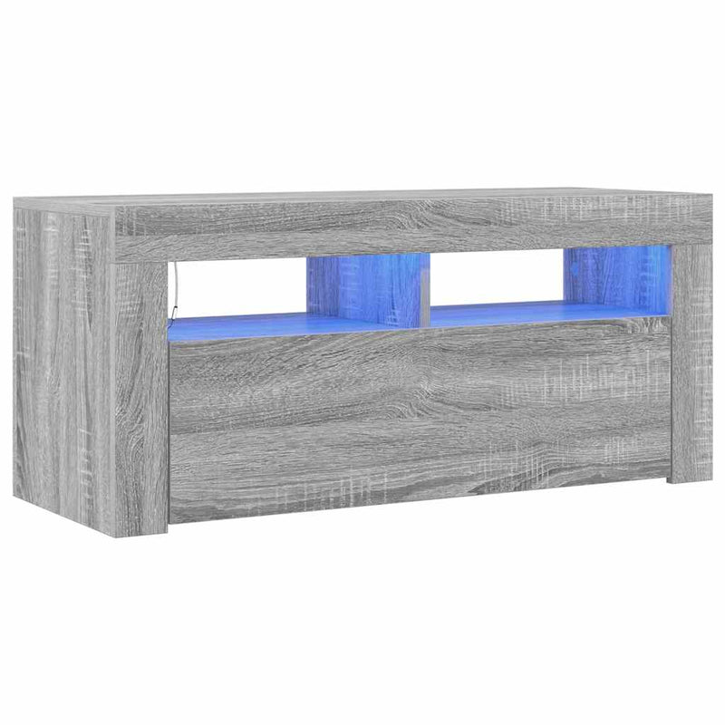 Harmaa tv-taso led-valoilla Sanaa 90x35x40cm