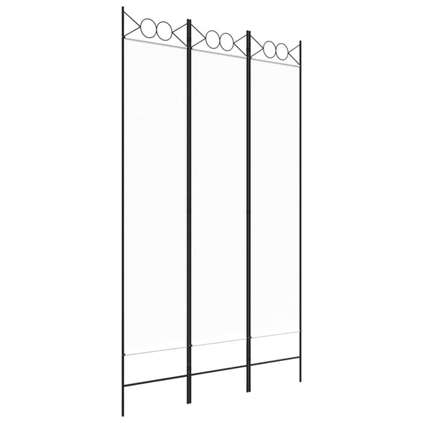 3-paneelinen Tilanjakaja valkoinen 120x200 cm kangas