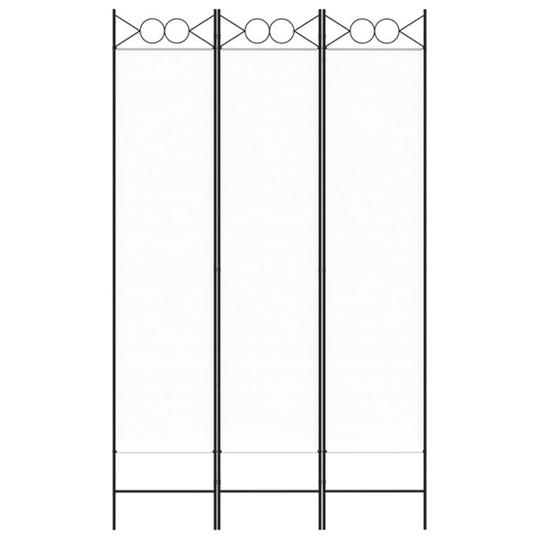 3-paneelinen Tilanjakaja valkoinen 120x200 cm kangas