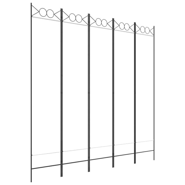 5-paneelinen Tilanjakaja valkoinen 200x200 cm kangas