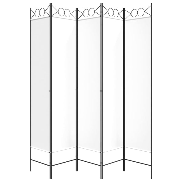 5-paneelinen Tilanjakaja valkoinen 200x200 cm kangas