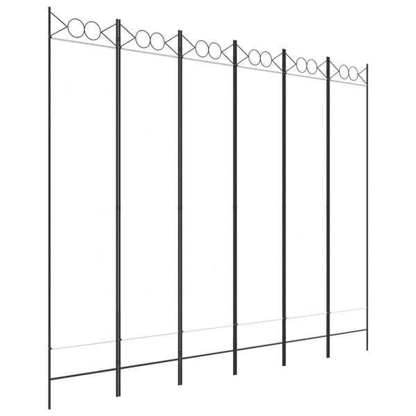 6-paneelinen Tilanjakaja valkoinen 240x200 cm kangas