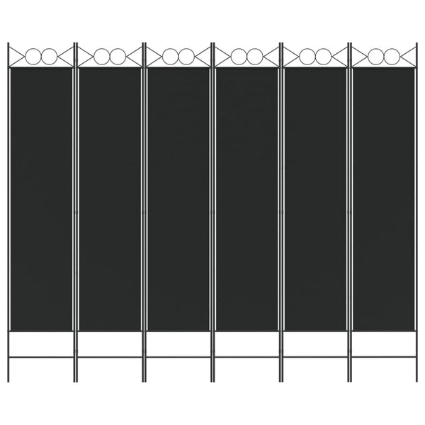 6-paneelinen Tilanjakaja musta 240x200 cm kangas