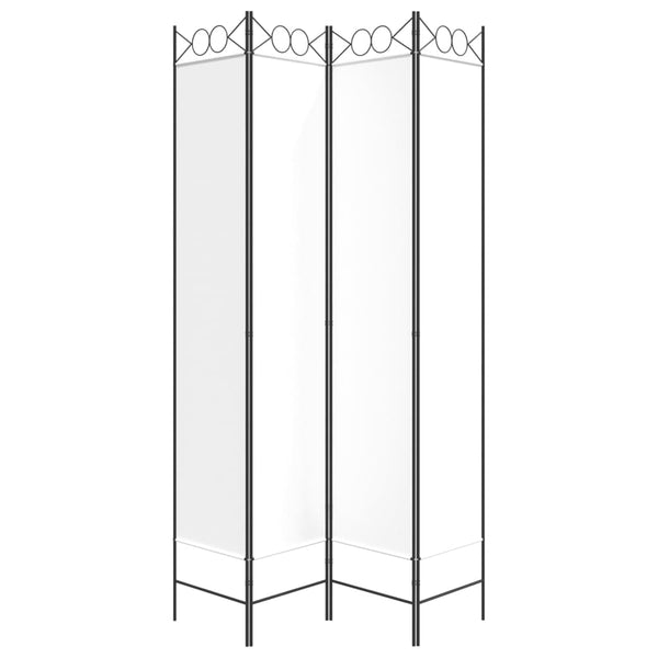 4-paneelinen Tilanjakaja valkoinen 160x220 cm kangas