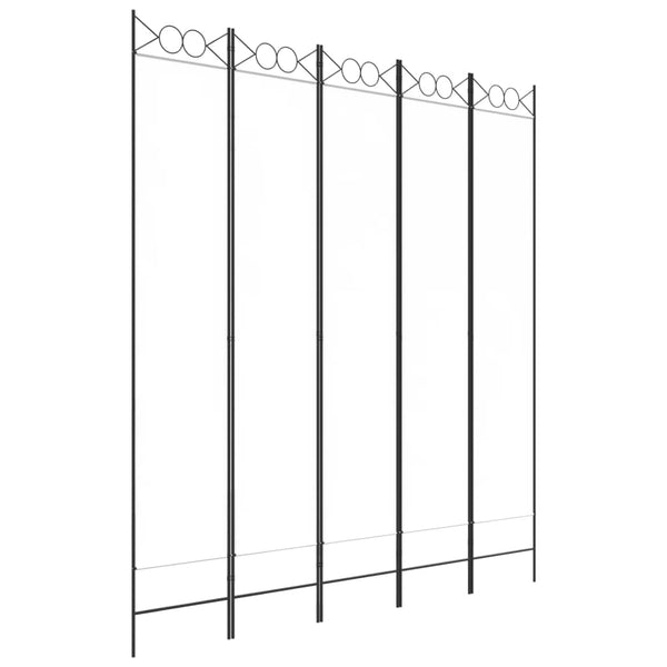 5-paneelinen Tilanjakaja valkoinen 200x220 cm kangas