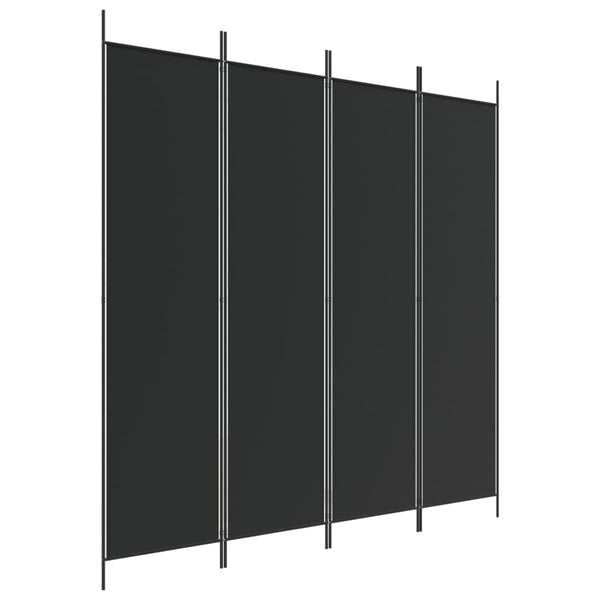 4-Paneelinen Tilanjakaja musta 200x200 cm kangas