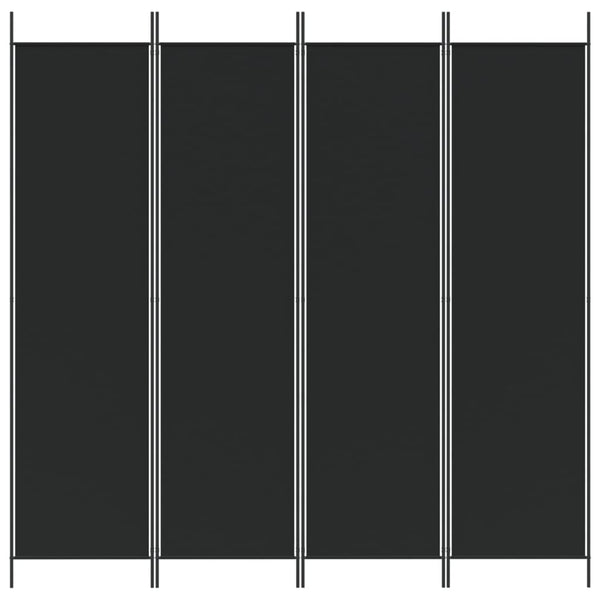 4-Paneelinen Tilanjakaja musta 200x200 cm kangas