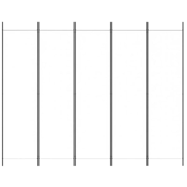 5-paneelinen tilanjakaja valkoinen 250x200 cm kangas