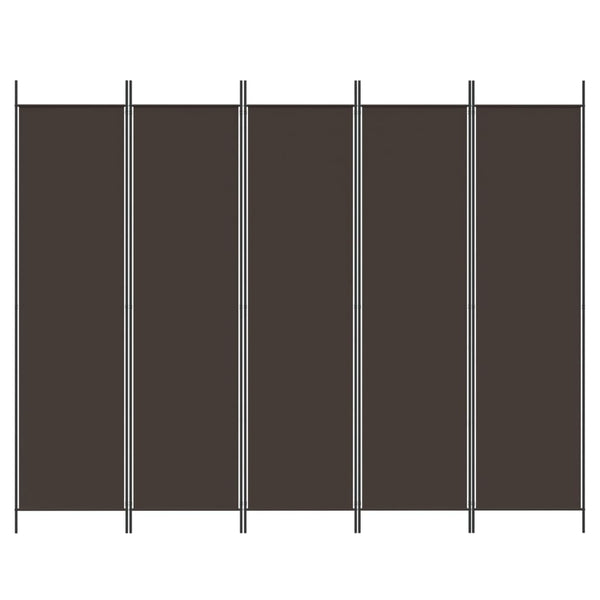 5-paneelinen Tilanjakaja ruskea 250x200 cm kangas