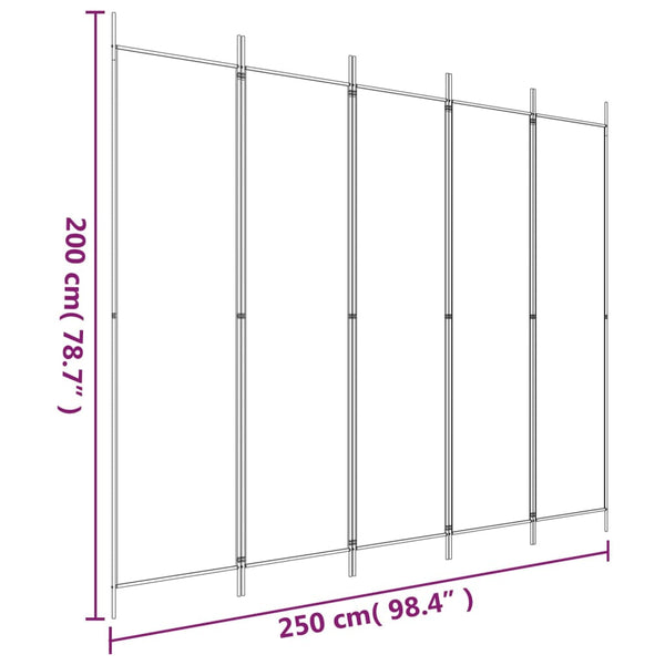 5-paneelinen Tilanjakaja antrasiitti 250x200 cm kangas