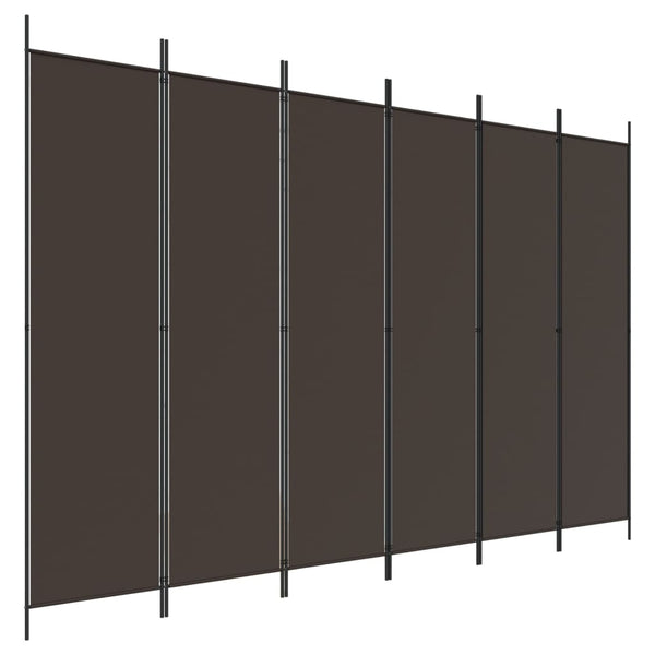 6-paneelinen Tilanjakaja ruskea 300x200 cm kangas
