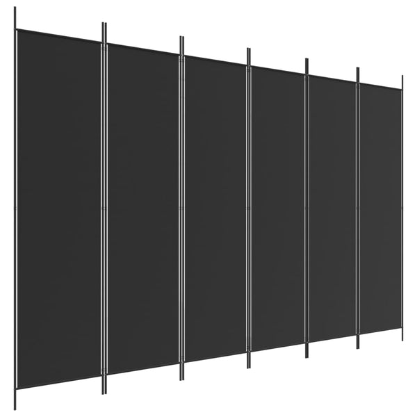 6-paneelinen Tilanjakaja musta 300x200 cm kangas