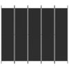 5-paneelinen Tilanjakaja musta 250x220 cm kangas