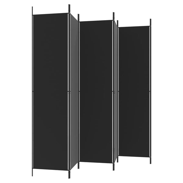 6-paneelinen Tilanjakaja musta 300x220 cm kangas