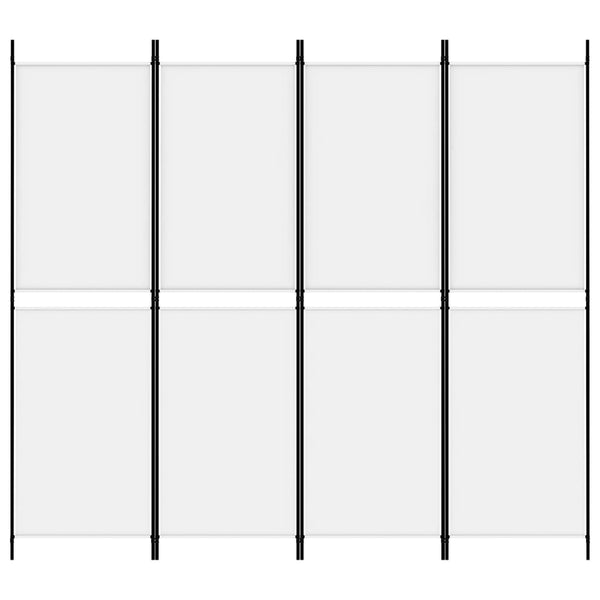 4-paneelinen Tilanjakaja valkoinen 200x180 cm kangas