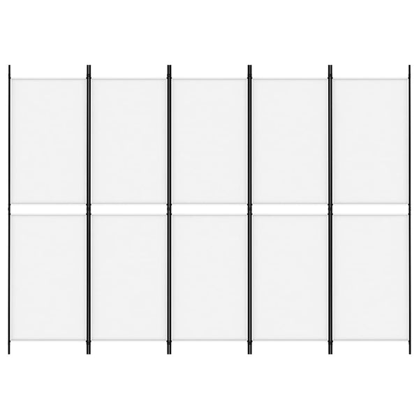 5-paneelinen Tilanjakaja valkoinen 250x180 cm kangas