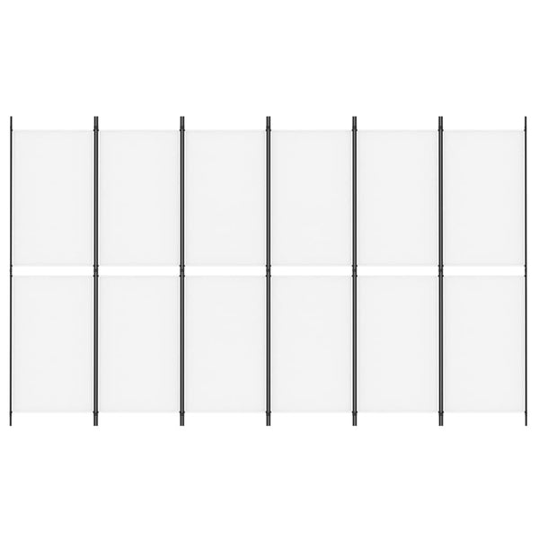 6-paneelinen Tilanjakaja valkoinen 300x180 cm kangas