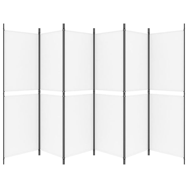 6-paneelinen Tilanjakaja valkoinen 300x180 cm kangas