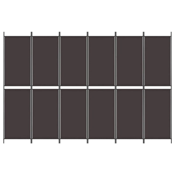 6-paneelinen Tilanjakaja ruskea 300x200 cm kangas