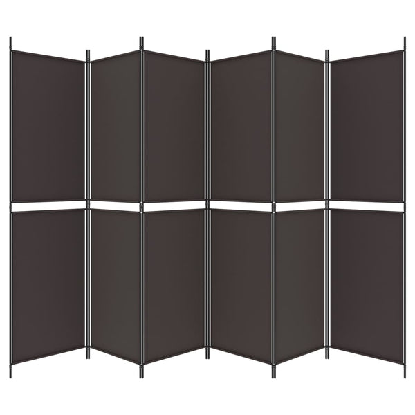 6-paneelinen Tilanjakaja ruskea 300x200 cm kangas