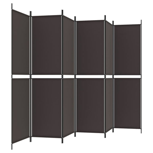 6-paneelinen Tilanjakaja ruskea 300x200 cm kangas