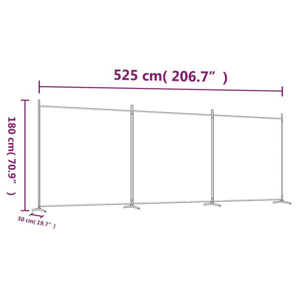 3-paneelinen Tilanjakaja antrasiitti 525x180 cm kangas