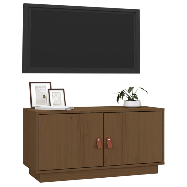 TV-taso hunajanruskea 80x34x40 cm täysi mänty