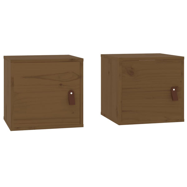 Seinäkaapit 2 kpl hunajanruskea 31,5x30x30 cm täysi mänty