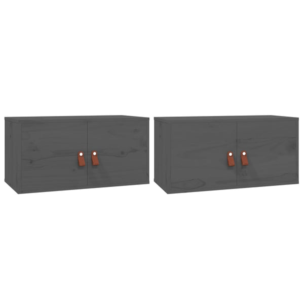 Seinäkaapit 2 kpl harmaa 60x30x30 cm täysi mänty