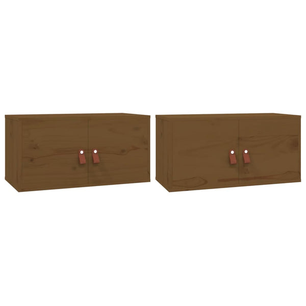Seinäkaapit 2 kpl hunajanruskea 60x30x30 cm täysi mänty