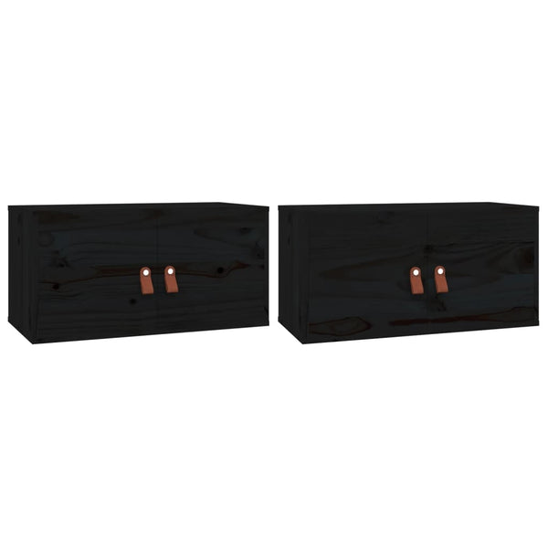 Seinäkaapit 2 kpl musta 60x30x30 cm täysi mänty
