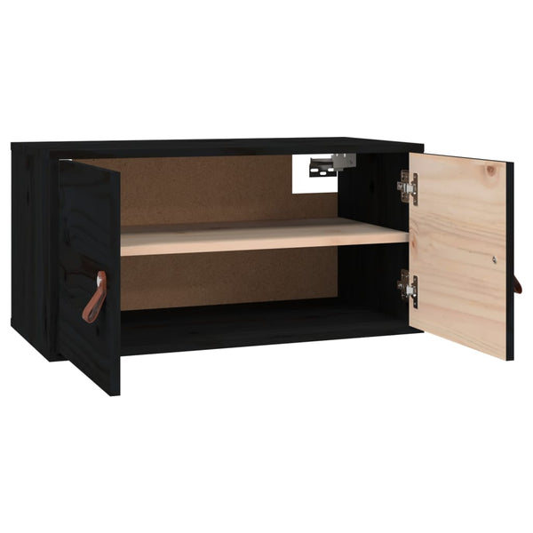 Seinäkaapit 2 kpl musta 60x30x30 cm täysi mänty