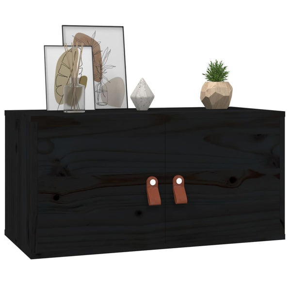 Seinäkaapit 2 kpl musta 60x30x30 cm täysi mänty