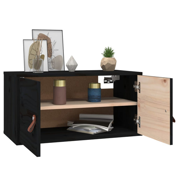 Seinäkaapit 2 kpl musta 60x30x30 cm täysi mänty