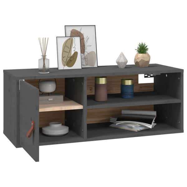 Seinäkaapit 2 kpl harmaa 80x30x30 cm täysi mänty