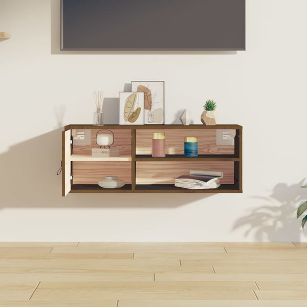 Seinäkaappi hunajanruskea 80x30x30 cm täysi mänty