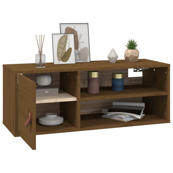 Seinäkaappi hunajanruskea 80x30x30 cm täysi mänty