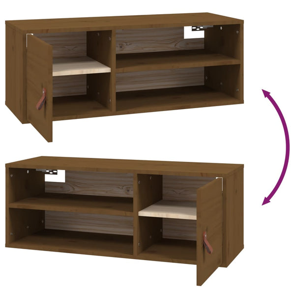 Seinäkaapit 2 kpl hunajanruskea 80x30x30 cm täysi mänty