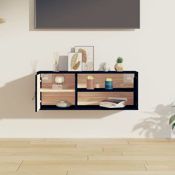 Seinäkaappi musta 80x30x30 cm täysi mänty