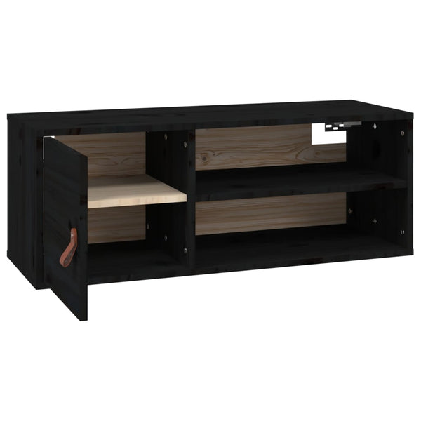Seinäkaappi musta 80x30x30 cm täysi mänty