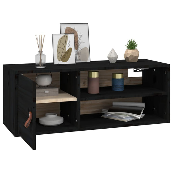 Seinäkaapit 2 kpl musta 80x30x30 cm täysi mänty