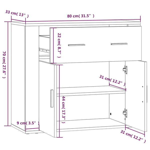 Senkki betoninharmaa 80x33x70 cm tekninen puu