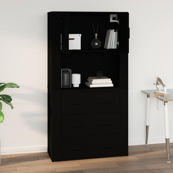 Seinäkaappi musta 80x33x80 cm tekninen puu